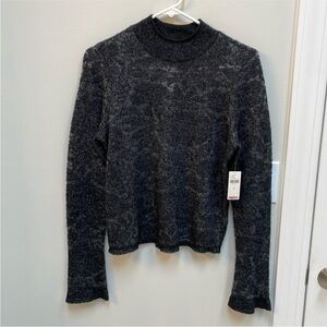 NWT Anthropologie Semi Sheer Floral Lace Mock Neck Sweater Sx Small